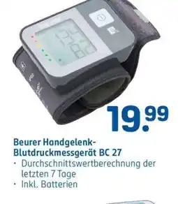 Rossmann Beurer Handgelenk-Blutdruckmessgerät BC 27 Angebot