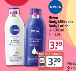 Rossmann Nivea Body Milk oder Body Lotion Angebot