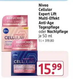 Rossmann Nivea Cellular Expert Lift Multi-Effekt Anti-Age Tagespflege oder Nachtpflege Angebot