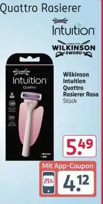 Rossmann Wilkinson Intuition Quattro Rasierer Rosa Angebot