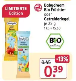 Rossmann Babydream Bio Früchte- oder Getreideriegel Angebot