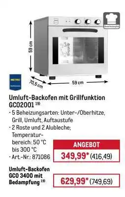 METRO Umluft-Backofen mit Grillfunktion GCO2001 Angebot