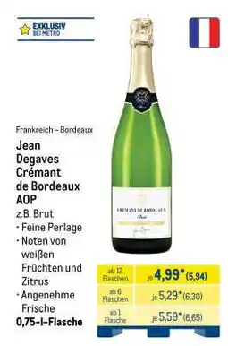 METRO Jean Degaves Crémant de Bordeaux AOP Angebot