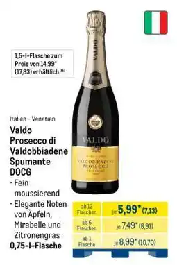 METRO Valdo Prosecco di Valdobbiadene Spumante DOCG Angebot