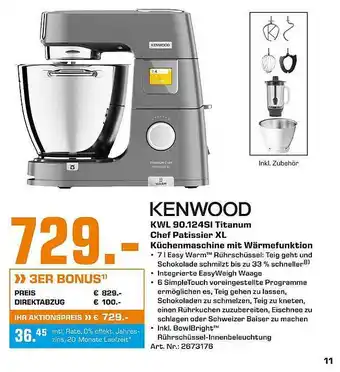 Saturn Kenwood Kwl 90.124si Titanum Chef Patissier XL Küchenmaschine Mit Wärmefunktion Angebot