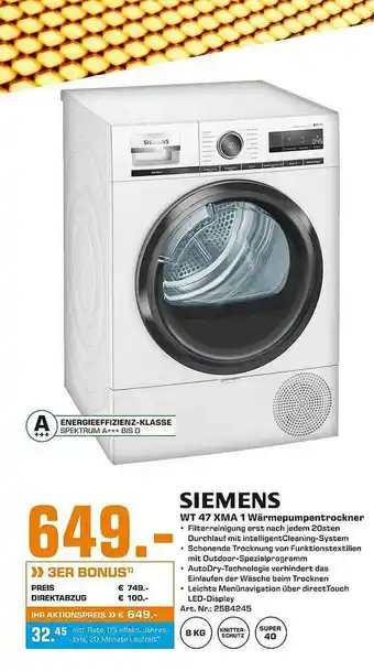 Saturn Siemens Wt 47 Xma 1 Wärmepumpentrockner Angebot