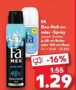Kaufland FA Deo-Roll-on oder Spray Angebot
