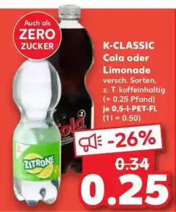 Kaufland K-CLASSIC Cola oder Limonade Angebot