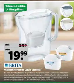 Hagebau Brita wasserfilterkanne „style essential“ Angebot