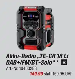 toom Baumarkt Akku-radio „te-cr 18 li dab+/fm/bt-solo“ Angebot