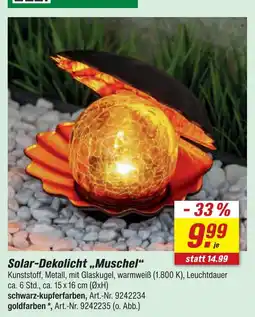 toom Baumarkt Solar-dekolicht „muschel“ schwarz-kupferfarben Angebot