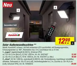 toom Baumarkt Toom solar-außenwandleuchte lagos Angebot