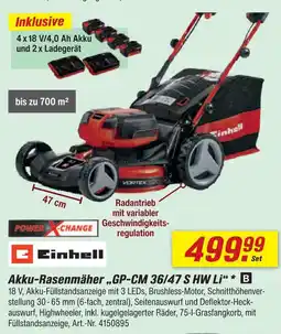 toom Baumarkt Einhell akku-rasenmäher „gp-cm 36/47 s hw li“ Angebot