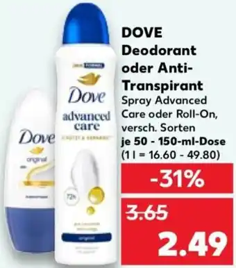 Kaufland DOVE Deodorant oder Anti Transpirant Angebot