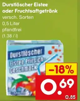 Netto Marken-Discount Durstlöscher Eistee oder Fruchtsaftgetränk Angebot