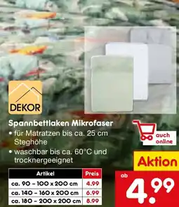 Netto Marken-Discount DEKOR Spannbettlaken Mikrofaser Angebot