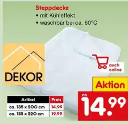 Netto Marken-Discount DEKOR Steppdecke Angebot