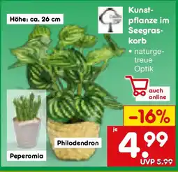 Netto Marken-Discount Kunst- pflanze im Seegras- korb Angebot