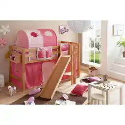 Netto Marken-Discount TiCAA Hochbett mit Rutsche Podestbett Tino Buche Natur Classic teilbar mit Farbauswahl Angebot