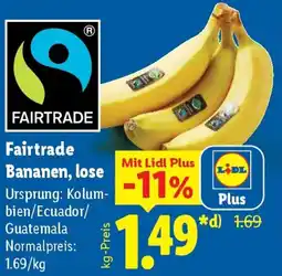 Lidl Fairtrade Bananen, lose Angebot