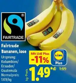 Lidl Fairtrade Bananen, lose Angebot