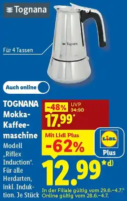 Lidl TOGNANA Mokka Kaffeemaschine Angebot