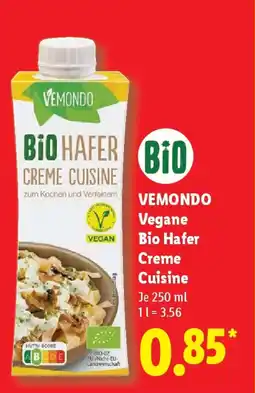 Lidl VEMONDO Vegane Bio Hafer Creme Cuisine Angebot