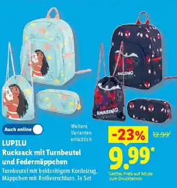 Lidl LUPILU Rucksack mit Turnbeutel und Federmäppchen Angebot