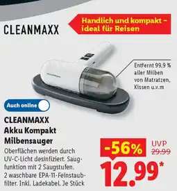 Lidl CLEANMAXX Akku Kompakt Milbensauger Angebot