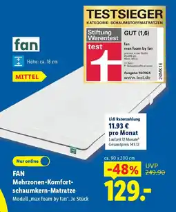 Lidl FAN Mehrzonen-Komfortschaumkern-Matratze Angebot