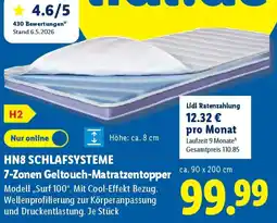 Lidl HN8 SCHLAFSYSTEME 7-Zonen Geltouch-Matratzentopper Angebot