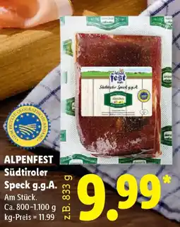 Lidl ALPENFEST Südtiroler Speck g.g.A. Angebot