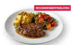 Scheck-in-Center Scheck-in Center Schweinenackensteak mit Bratensauce, Bratkartoffeln und Zucchinigemüse Angebot