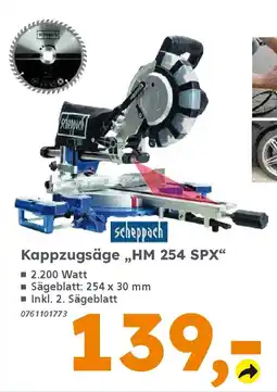 Globus Baumarkt scheppach Kappzugsäge „HM 254 SPX" Angebot