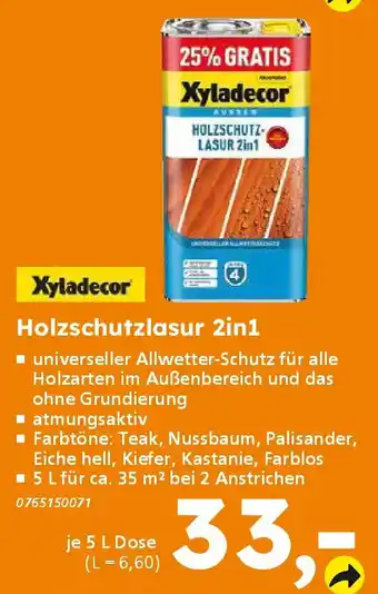 Globus Baumarkt Xyladecor Holzschutzlasur 2in1 Angebot