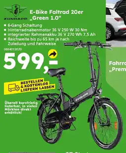 Globus Baumarkt ZUNDAPP E-Bike Faltrad 20er „Green 1.0" Angebot