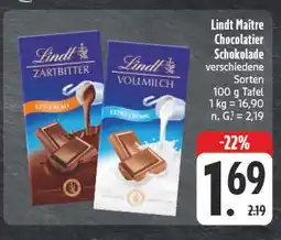 E-Center Lindt maître chocolatier schokolade zartbitter Angebot