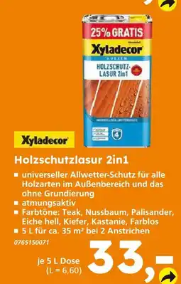 Globus Baumarkt Xyladecor holzschutzlasur 2in1 Angebot