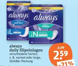tegut Always daily slipeinlagen Angebot