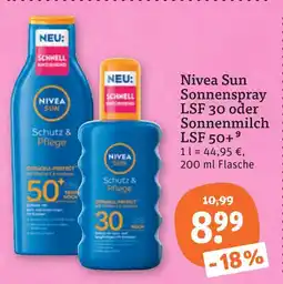 tegut Nivea sun sonnenspray lsf 30 oder sonnenmilch lsf 50+ Angebot
