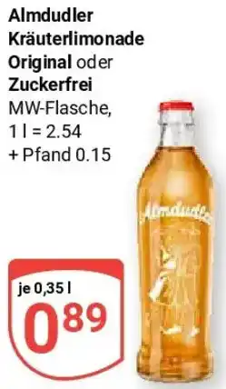Globus Almdudler Kräuterlimonade Original oder Zuckerfrei Angebot