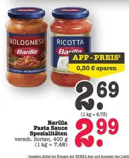Scheck-in-Center Barilla Pasta Sauce Spezialitäten Angebot
