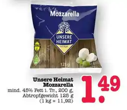 Scheck-in-Center Unsere Heimat Mozzarella Angebot