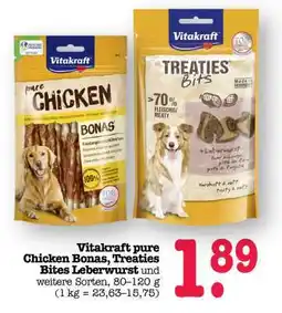 Scheck-in-Center Vitakraft pure Chicken Bonas, Treaties Bites Leberwurst Angebot