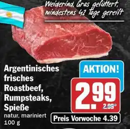 HIT Argentinisches frisches Roastbeef, Rumpsteaks, Spieße Angebot