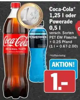 HIT Coca-Cola* 1,25 l oder Powerade 0,5 l Angebot