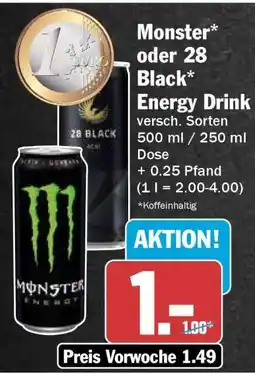HIT Monster* oder 28 Black* Energy Drink Angebot