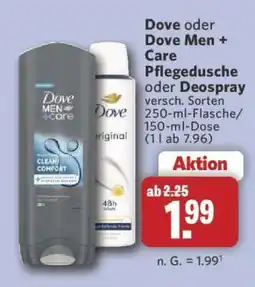 Combi Dove oder Dove Men + Care Pflegedusche oder Deospray Angebot