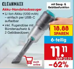 Netto Marken-Discount CLEANMAXX Akku-Handstaubsauger Angebot