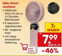 Netto Marken-Discount Akku Handventilator Angebot